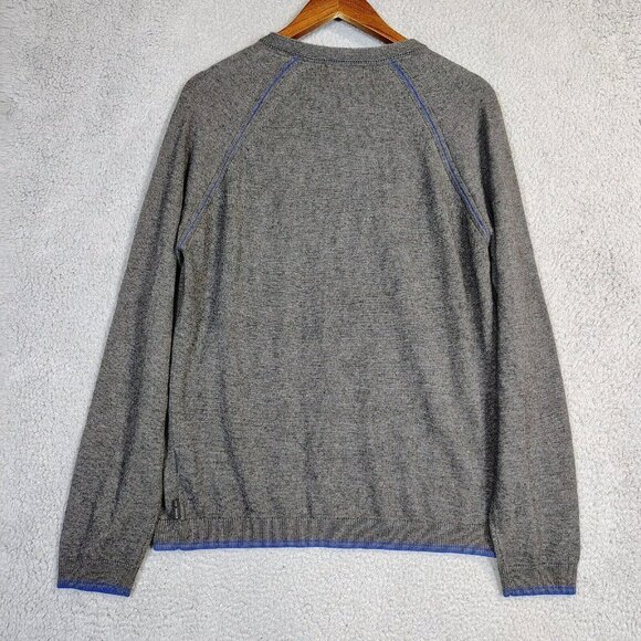 Ted Baker London Sweater Men's 5 Gray Wool Blend Knit Long Sleeve V-Neck Cozy - Picture 2 of 10